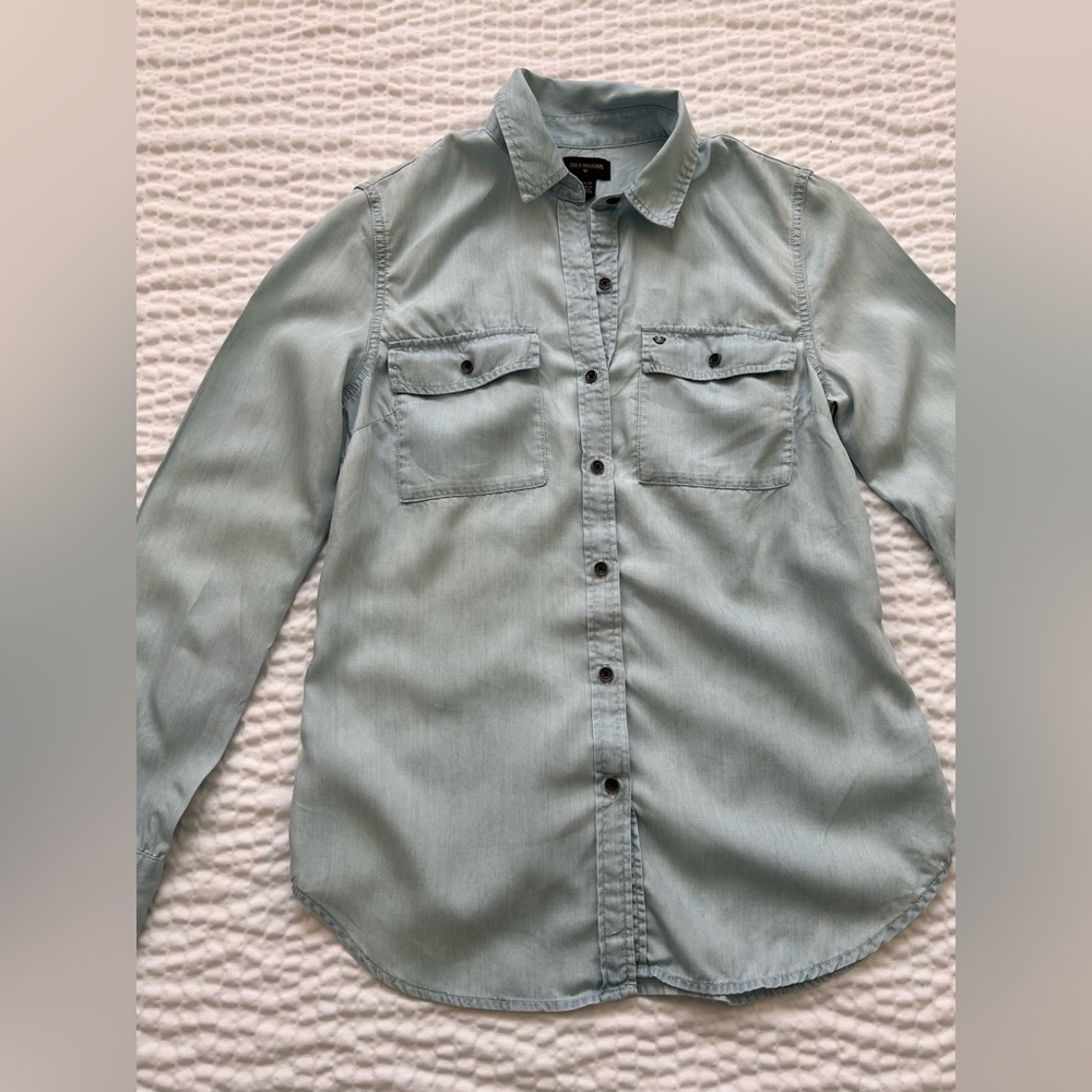 True Religion- Utility Button Down Shirt- Light Blue- XS - Picture 13 of 13